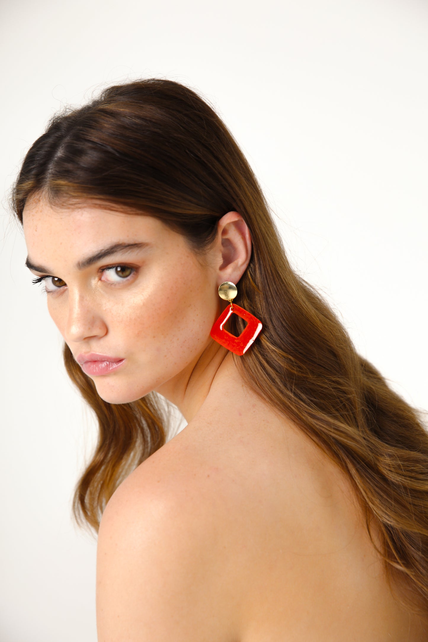 Boucles d'oreilles losange arrondi "Collection AQUA " en résine