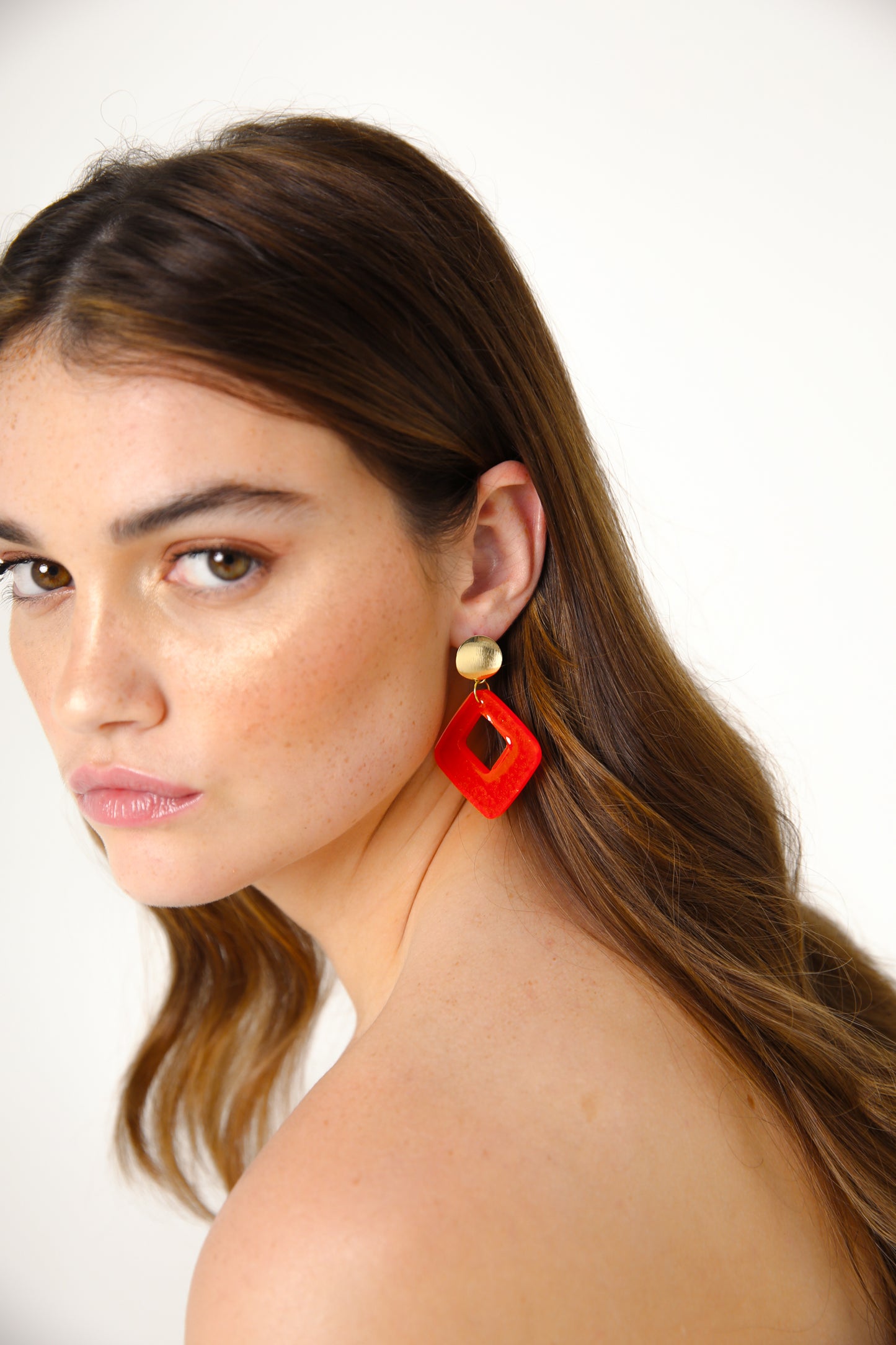 Boucles d'oreilles losange arrondi "Collection AQUA " en résine