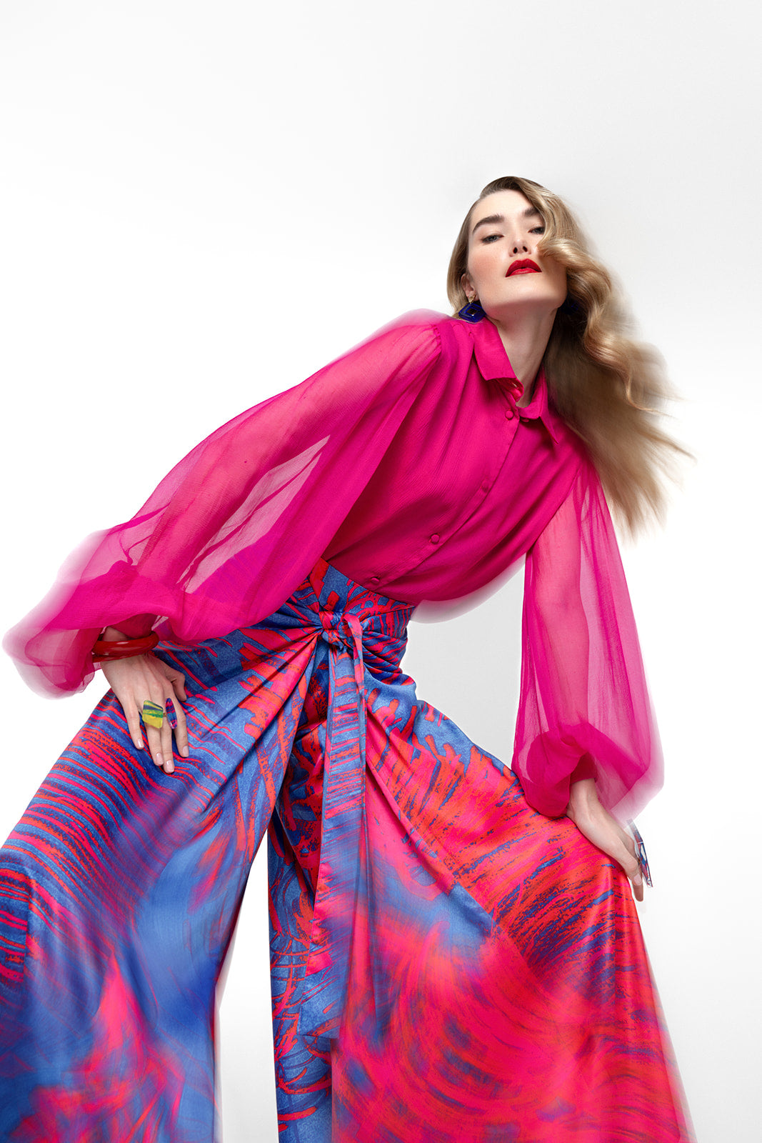 Pantalon large en soie