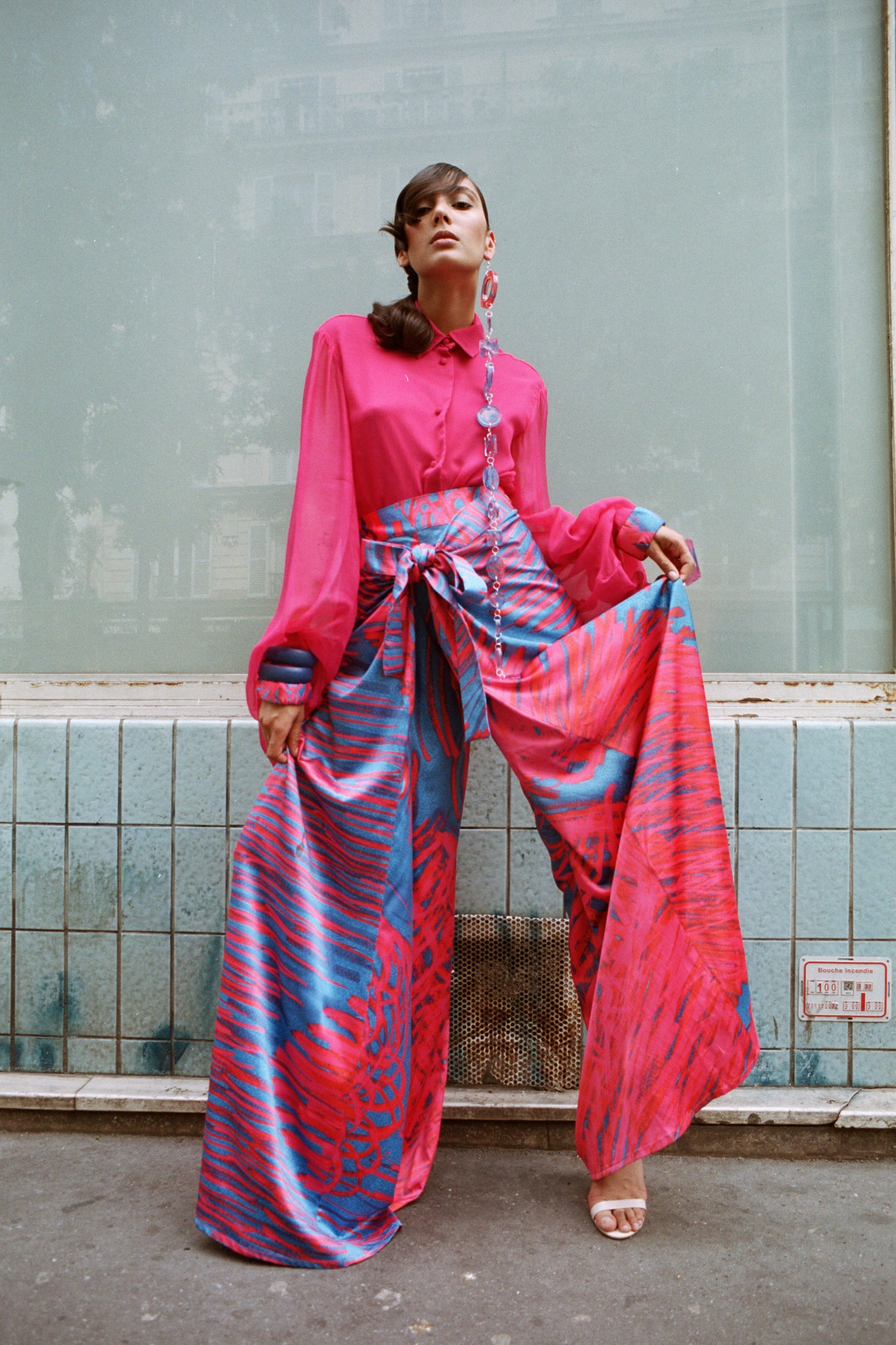 Pantalon large en soie