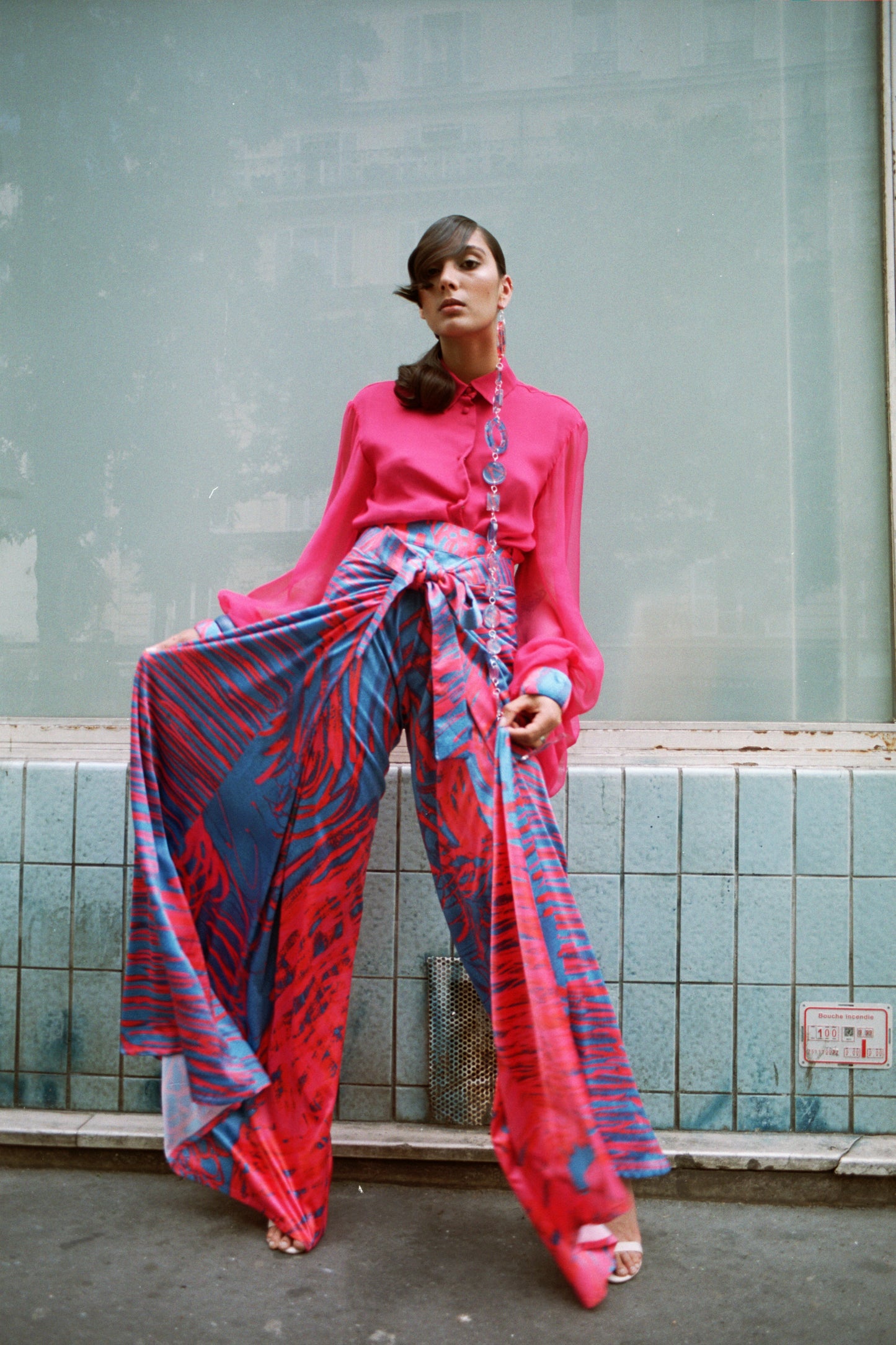 Pantalon large en soie